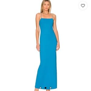 Alice and Olivia Nelle Spaghetti Strap maxi dress in Ocean Blue.